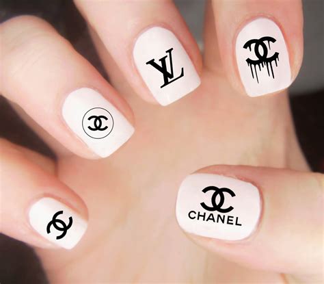 gold chanel nail stickers|Chanel nail design stickers.